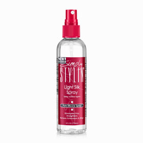 Simply Stylin' front bottle showing sleek design and travel-friendly size for easy styling
