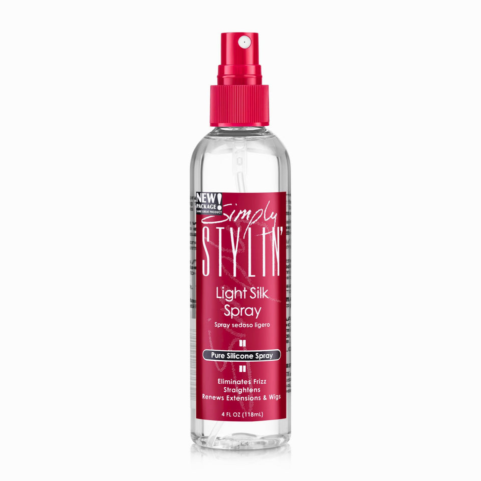 Simply Stylin' front bottle showing sleek design and travel-friendly size for easy styling