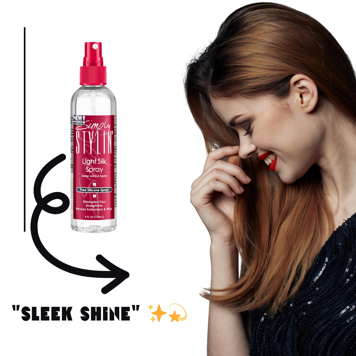 Simply Stylin' fine mist spray in motion demonstrating even coverage and lightweight feel