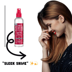 Simply Stylin' fine mist spray in motion demonstrating even coverage and lightweight feel