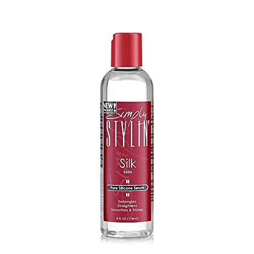Simply Stylin' front bottle showing label and 4 fl oz size, clear packaging benefit