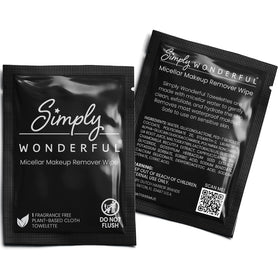 Simply Wonderful label close-up revealing micellar water ingredient clarity benefit