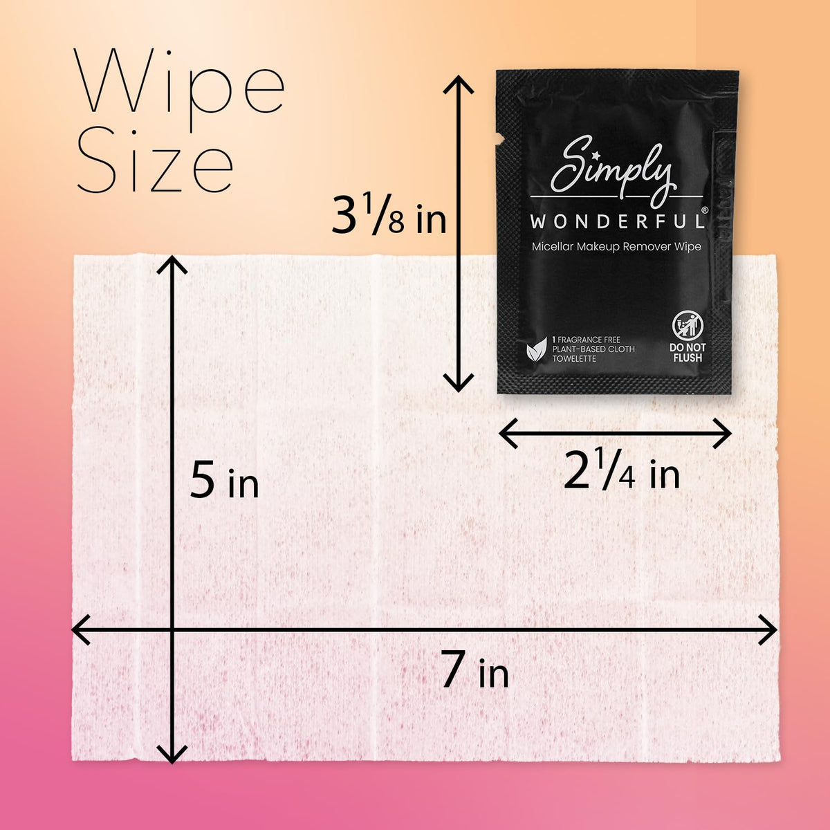 Simply Wonderful wipe removing mascara to demonstrate gentle, effective cleansing