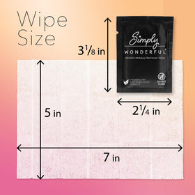Simply Wonderful wipe removing mascara to demonstrate gentle, effective cleansing
