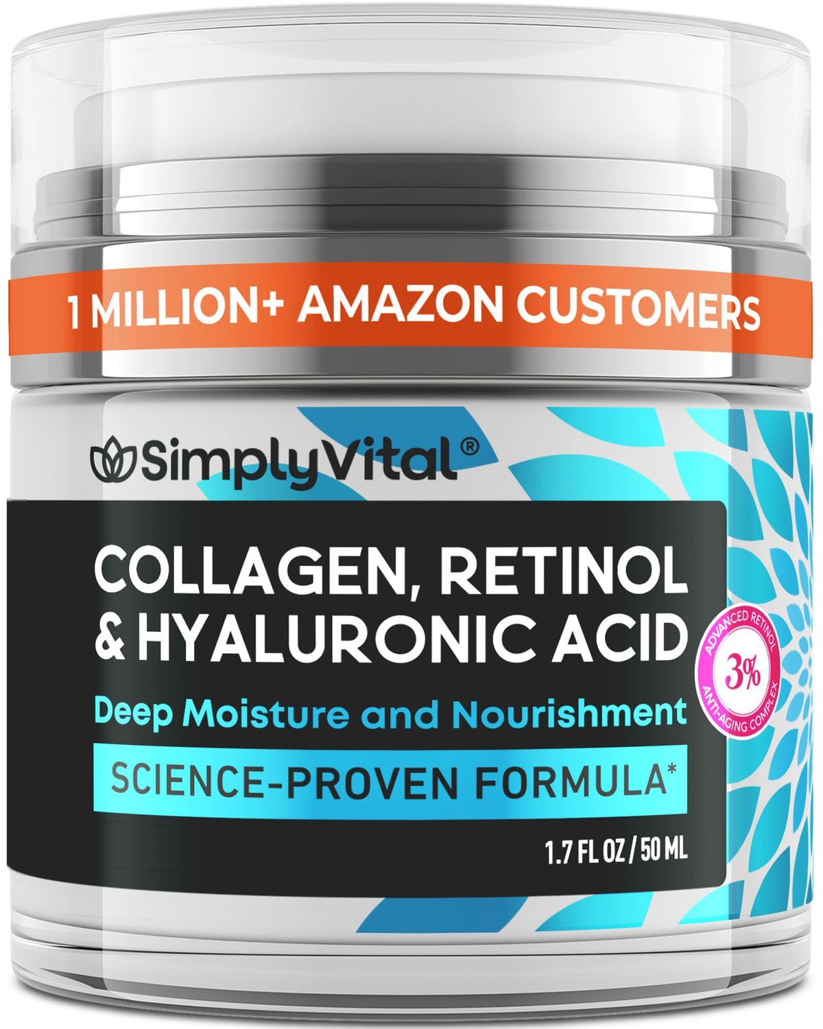 SimplyVital front packaging showing retinol moisturizer and clear branding benefit