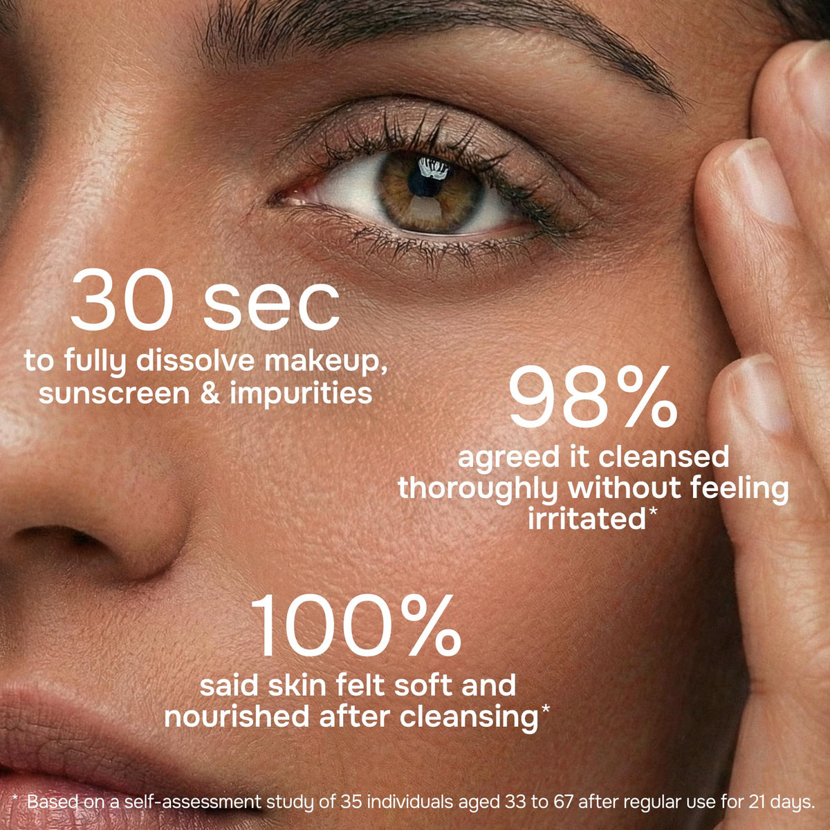 SimplyVital before-and-after rinsed skin comparison, shows clean smooth finish benefit