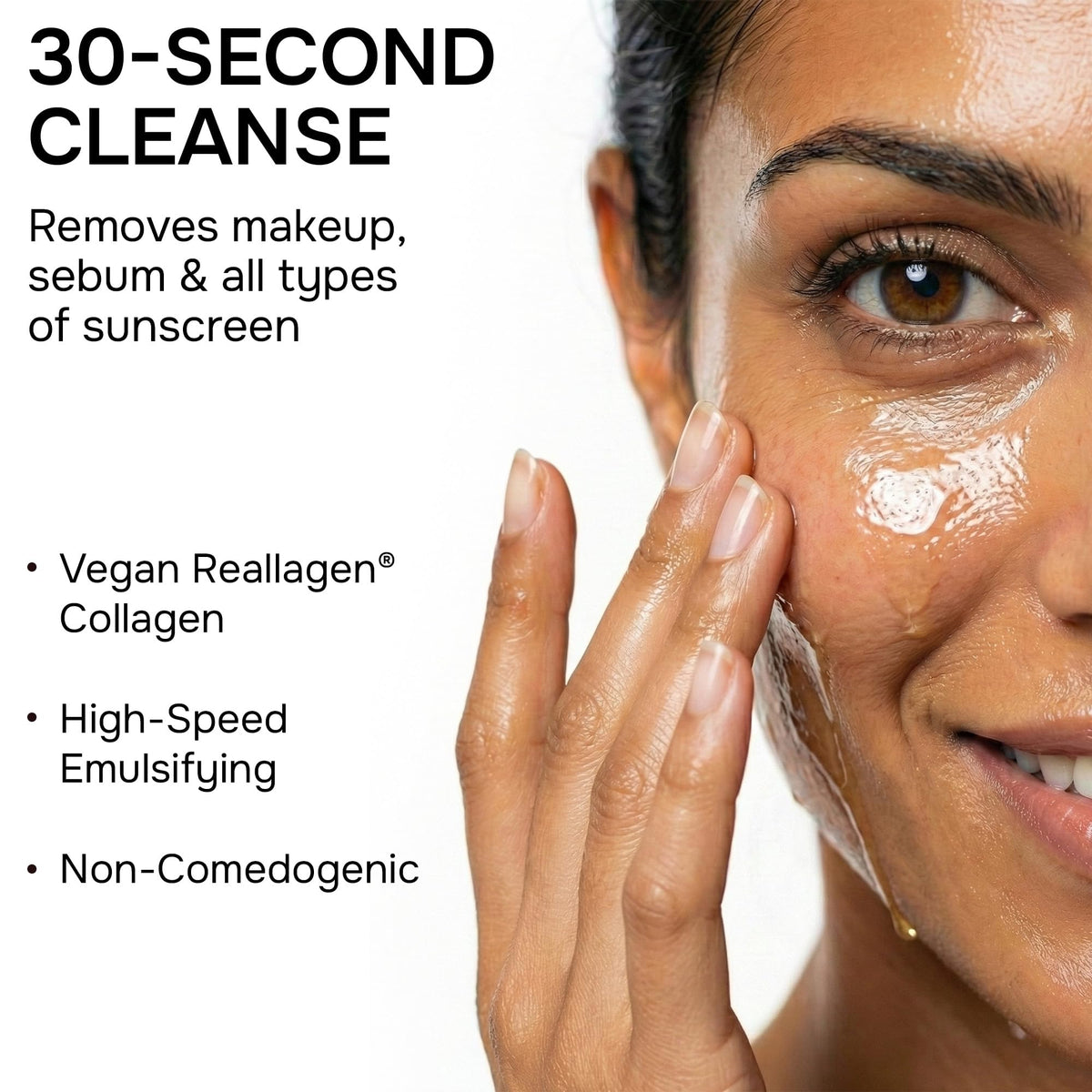SimplyVital close-up of oil-to-milk texture transforming, shows emulsifying benefit