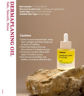 SINAHET ingredients layout with jojoba and grape seed highlighting soothing benefits