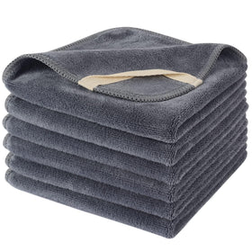 SINLAND front view of six-pack grey facial cloths, convenient supply