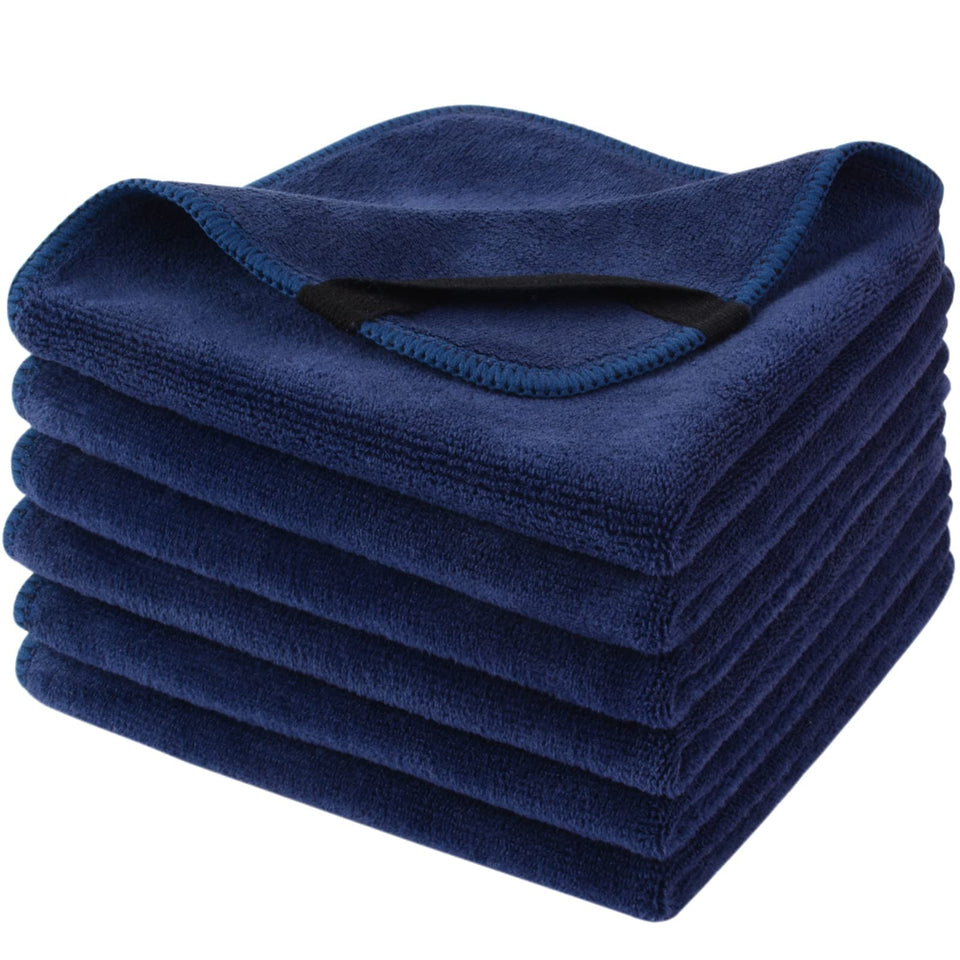 SINLAND front packaging showing six navy microfiber cloths and product benefits
