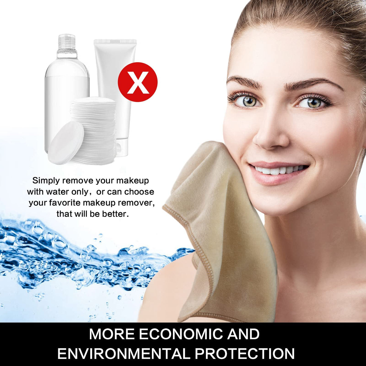 SINLAND removing makeup with cloth demonstrating effective cleansing benefit