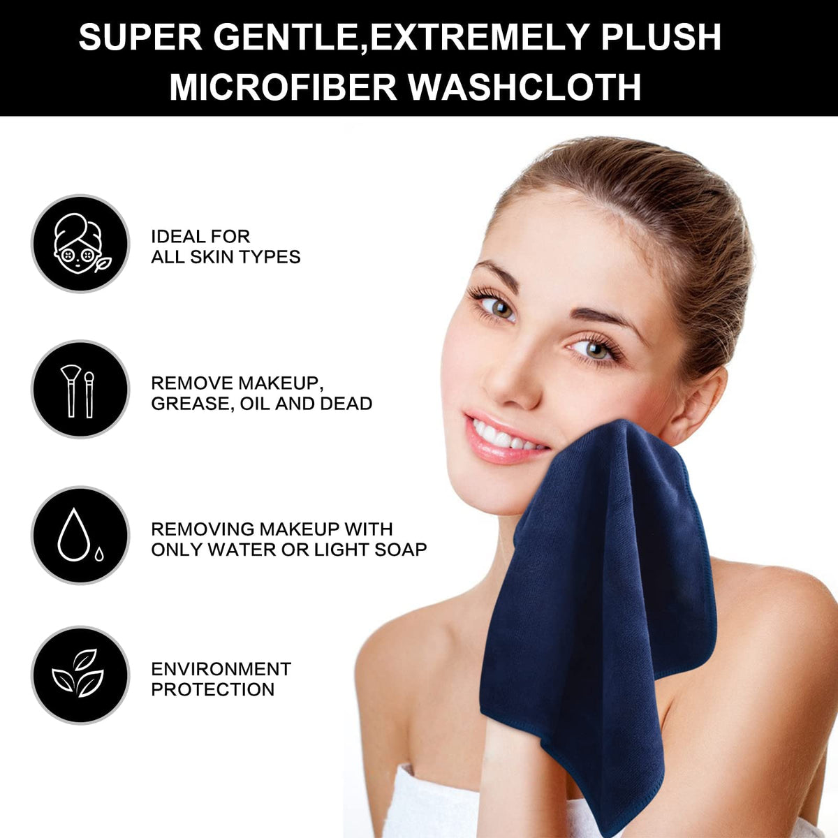 SINLAND close-up of microfiber texture highlighting gentle exfoliation