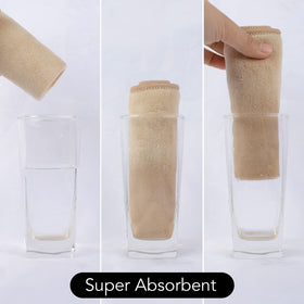 SINLAND washcloth on bathroom counter showing neutral cream look and aesthetic benefit