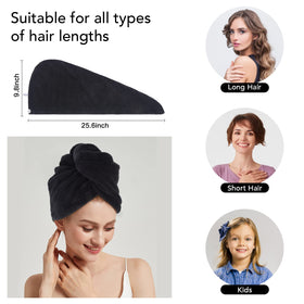 SINLAND model wearing turban in bathroom for hands-free drying