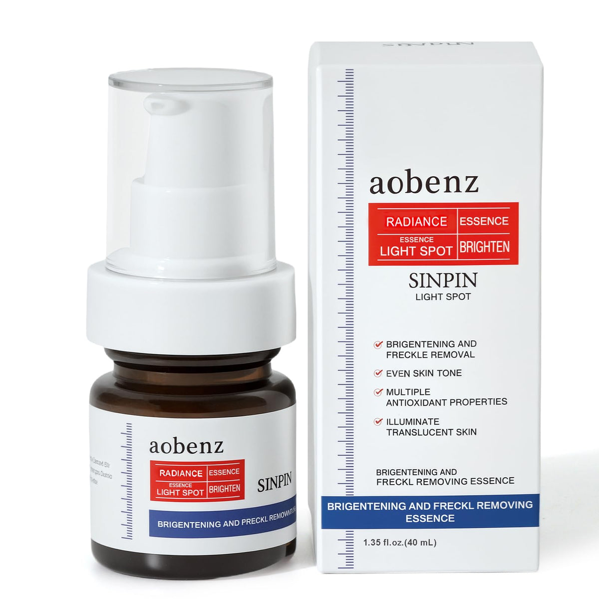 SINPIN aobenz front packaging showing bottle and branding benefit clear formula