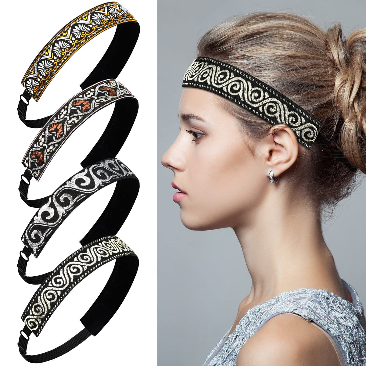 Sintege headband next to ruler showing 2.5 cm width for balanced hold benefit