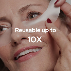 SiO patch applied under eye demonstrating overnight wear comfort and crease coverage