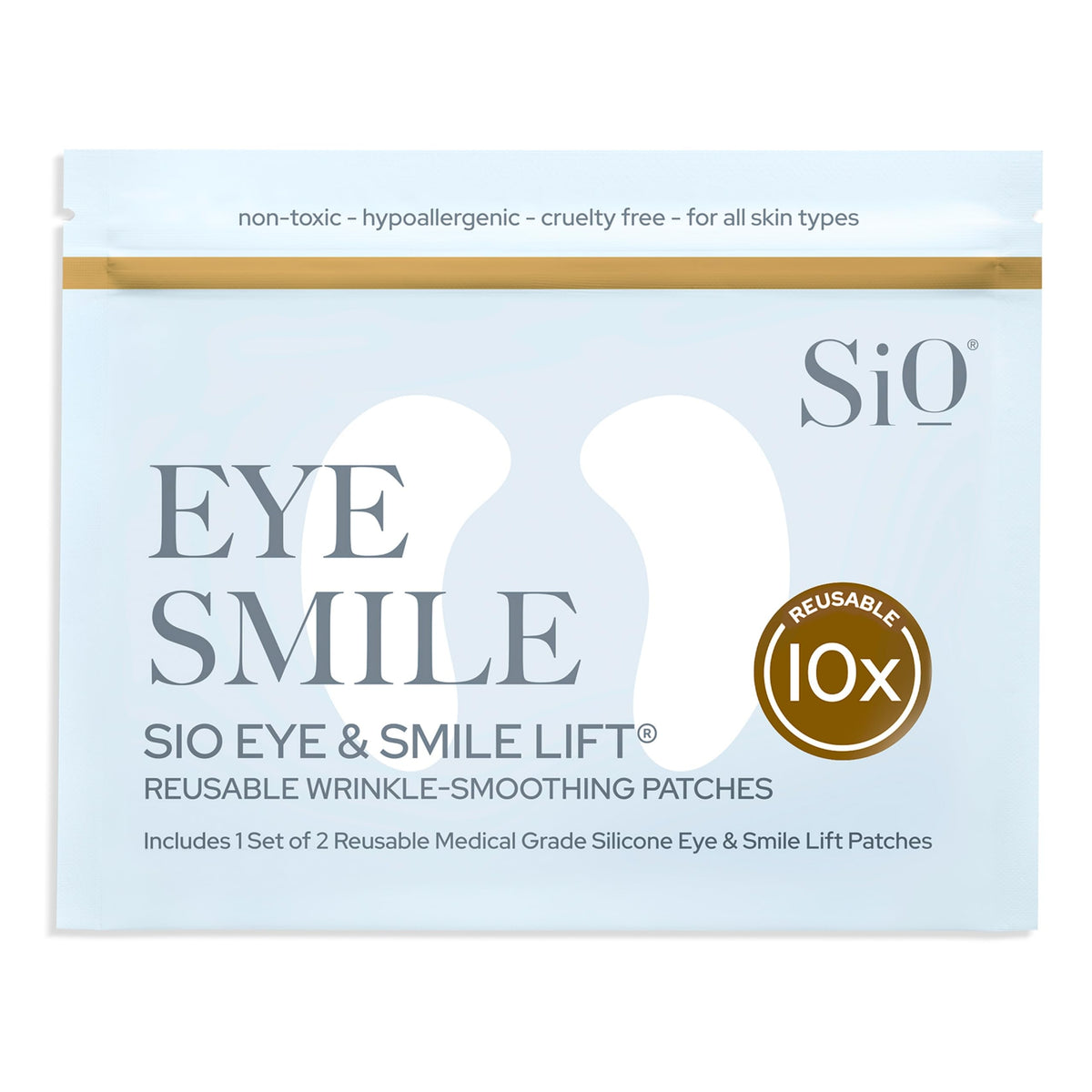 SiO front packaging showing product and included patches for quick identification and convenience