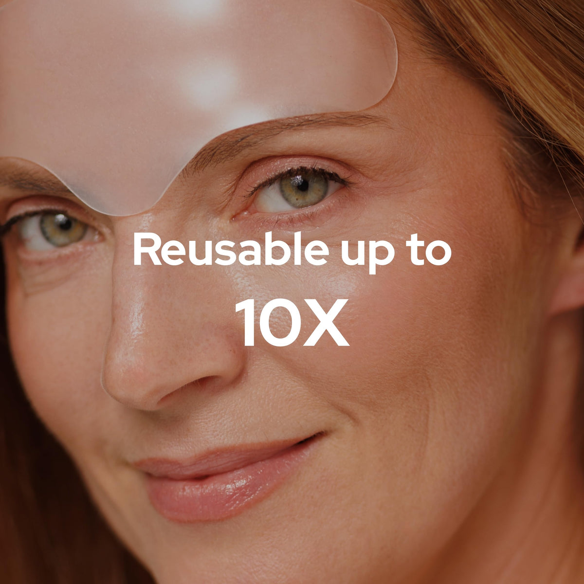 SiO patch applied near eye illustrating fine line smoothing benefit
