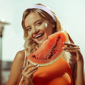 SIQUK lifestyle image of headband worn with casual outfit