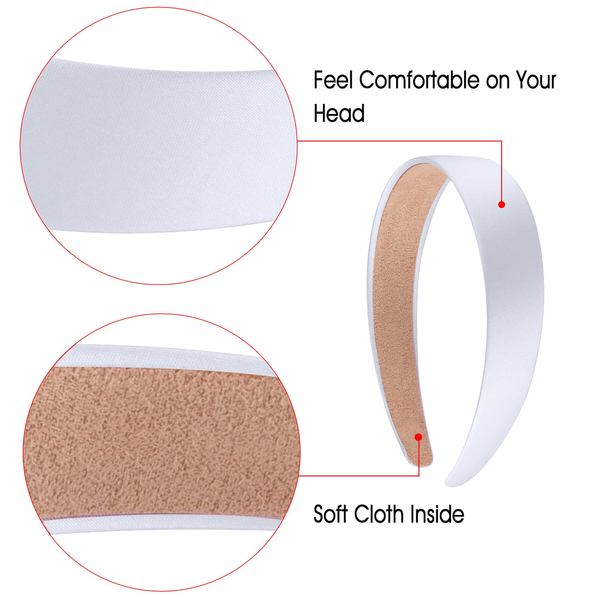 SIQUK side profile of headband showing 1-inch width and curve