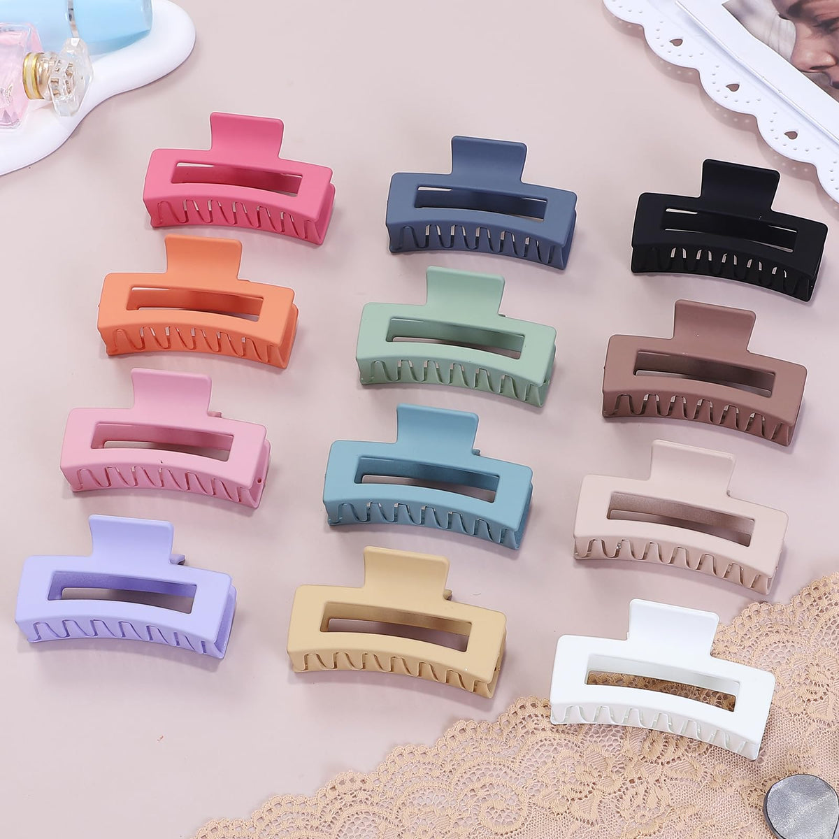 Sisiaipu color arrangement flatlay displaying all twelve shades for styling variety