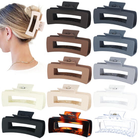 Sisiaipu front view of 12-pack large square jumbo hair clips, reliable hold