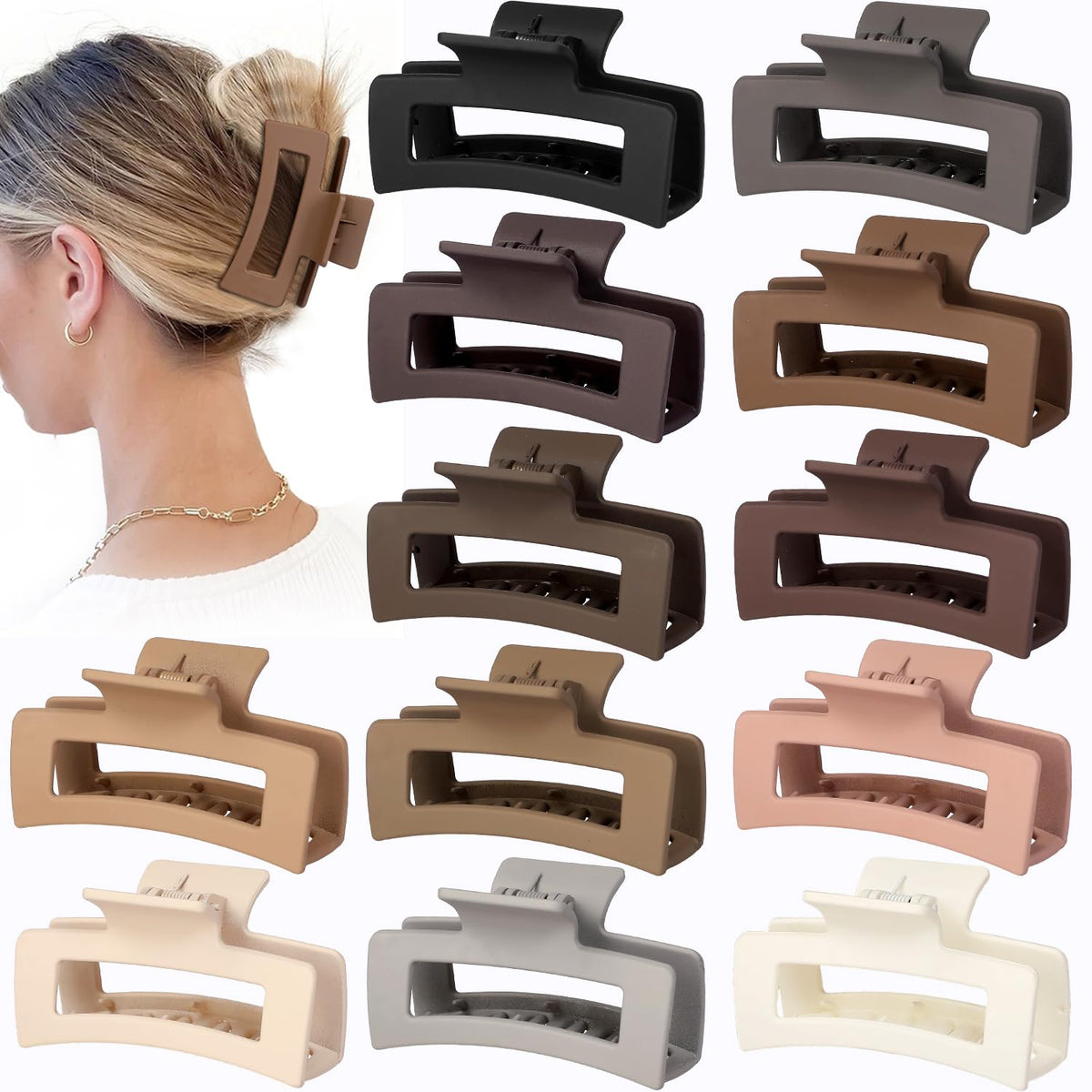 Sisiaipu front view of 12-pack clips showing colors and compact size benefit