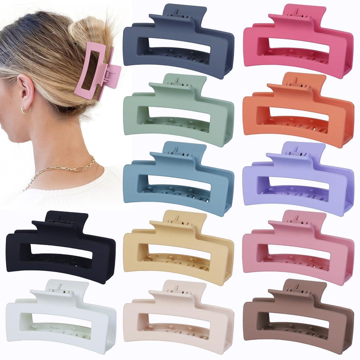 Sisiaipu front pack view showing 12 colorful clips and neat arrangement for convenience