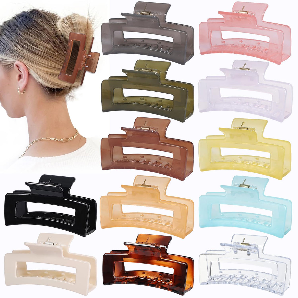 Sisiaipu front packaging showing 12 colorful medium claw clips for easy selection