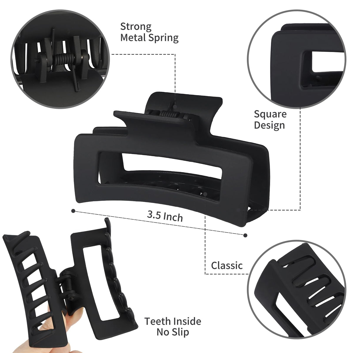 Sisiaipu side view open clip showing metal spring for durable tension