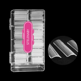 SITELENABY front packaging showing 500 clear XXL square tips, quick salon restock