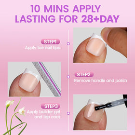 SITELENABY toes wearing white press-on nails in sandals for instant polished look