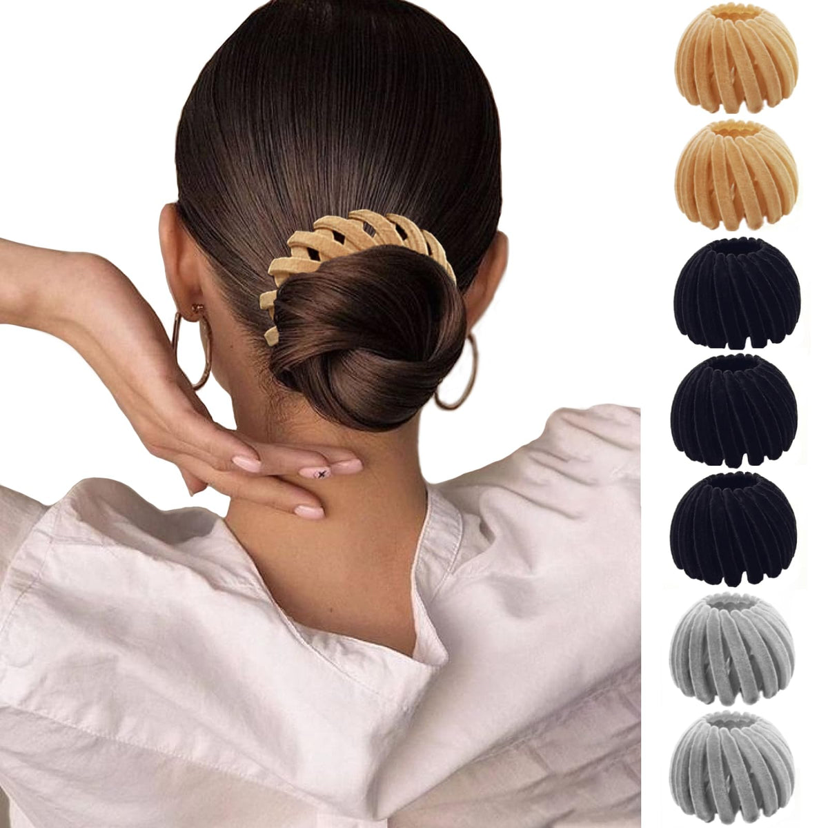 Sizobi front packaging showing seven velvet bird nest clips and set benefits