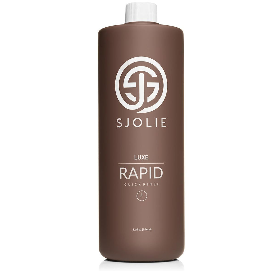 SJOLIE SUNLESS front label of 32oz bottle showing product name and benefits