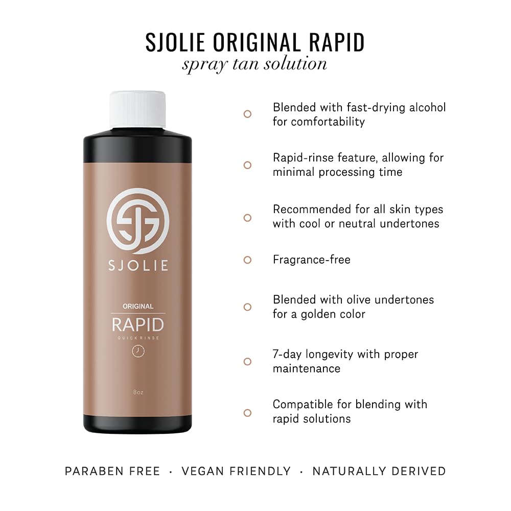 SJOLIE SUNLESS pump and label close-up highlighting ingredients and vegan badge