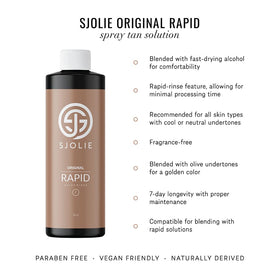 SJOLIE SUNLESS pump and label close-up highlighting ingredients and vegan badge