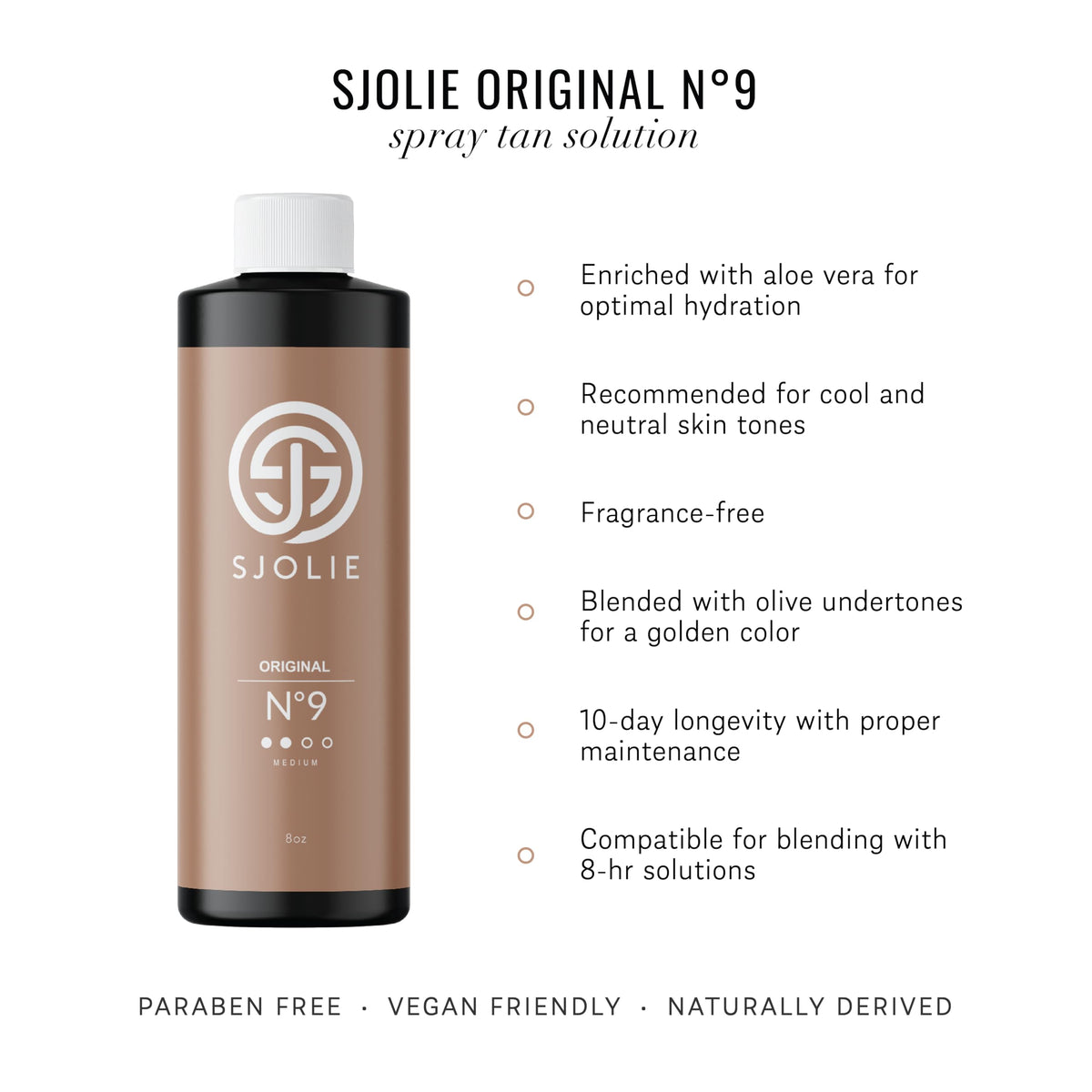 SJOLIE SUNLESS spray mist closeup demonstrating even application benefit
