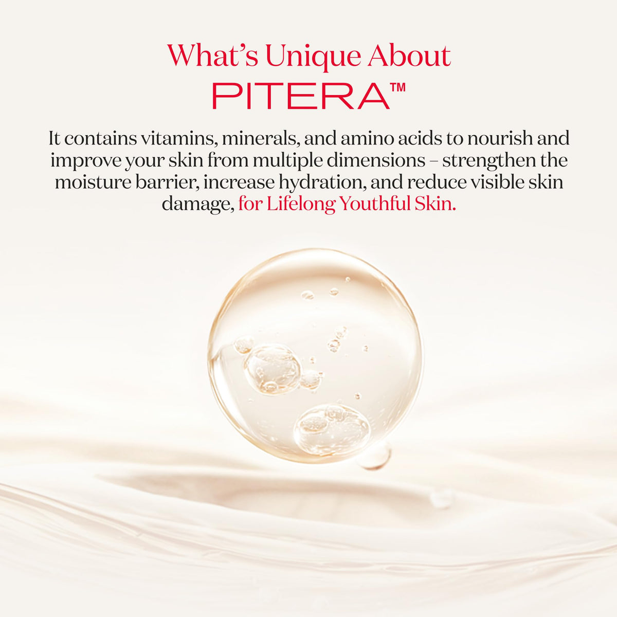 SK-II clear lotion bottle label closeup displaying PITERA and ingredients for informed choice
