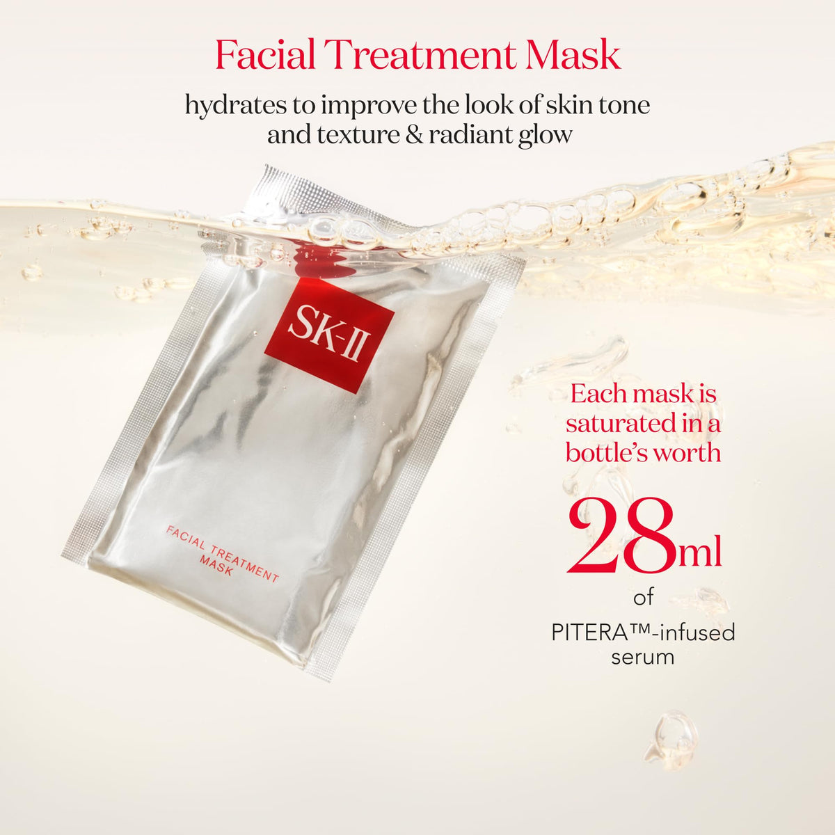 SK-II essence pouring into palms demonstrating lightweight absorption benefit
