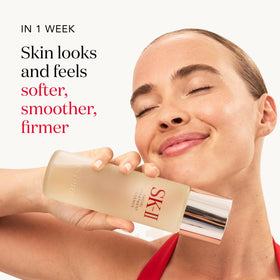SK-II bottle on vanity conveying daily-use convenience and luxury