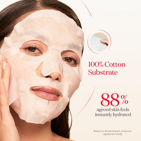 SK-II mask applied on model demonstrating smoothing and instant glow