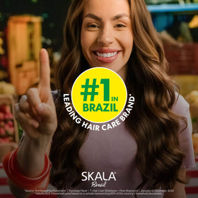 SKALA shampoo lather in hand demonstrating gentle cleansing