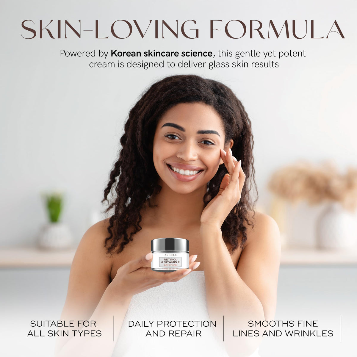 Skin 2.0 box with ingredients list emphasizing clean-formula benefit