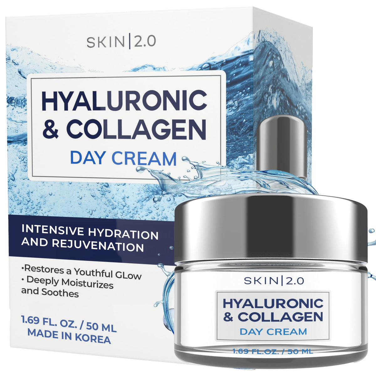 Skin 2.0 front jar view showing packaging and easy daily use