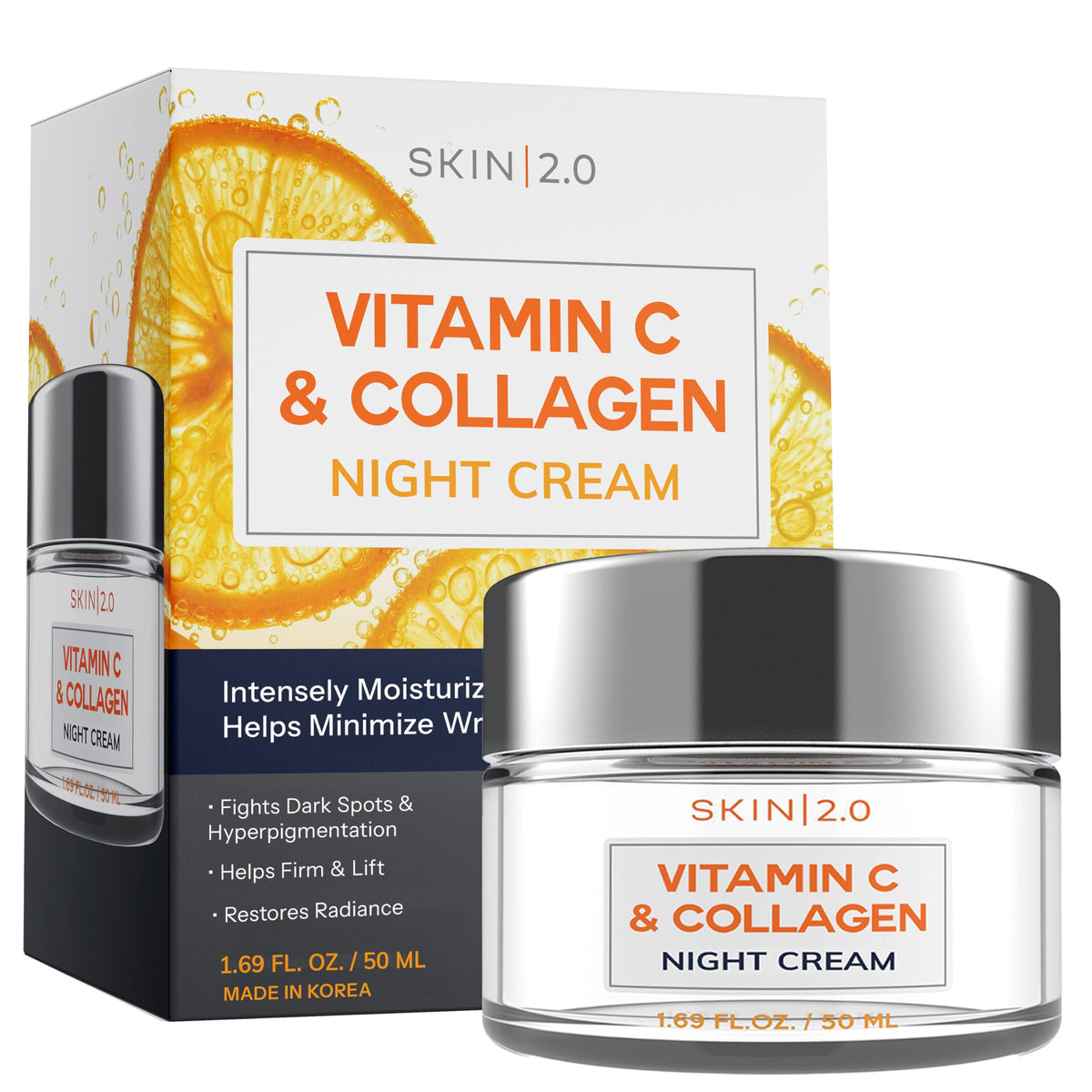 Skin 2.0 front jar view showing clean packaging and product identity for shelf appeal