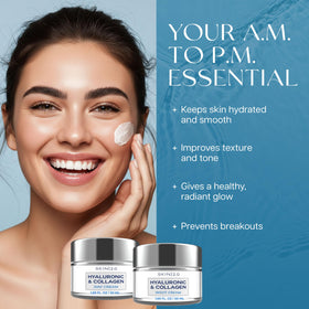 Skin 2.0 ingredient closeup with hyaluronic acid and collagen focus