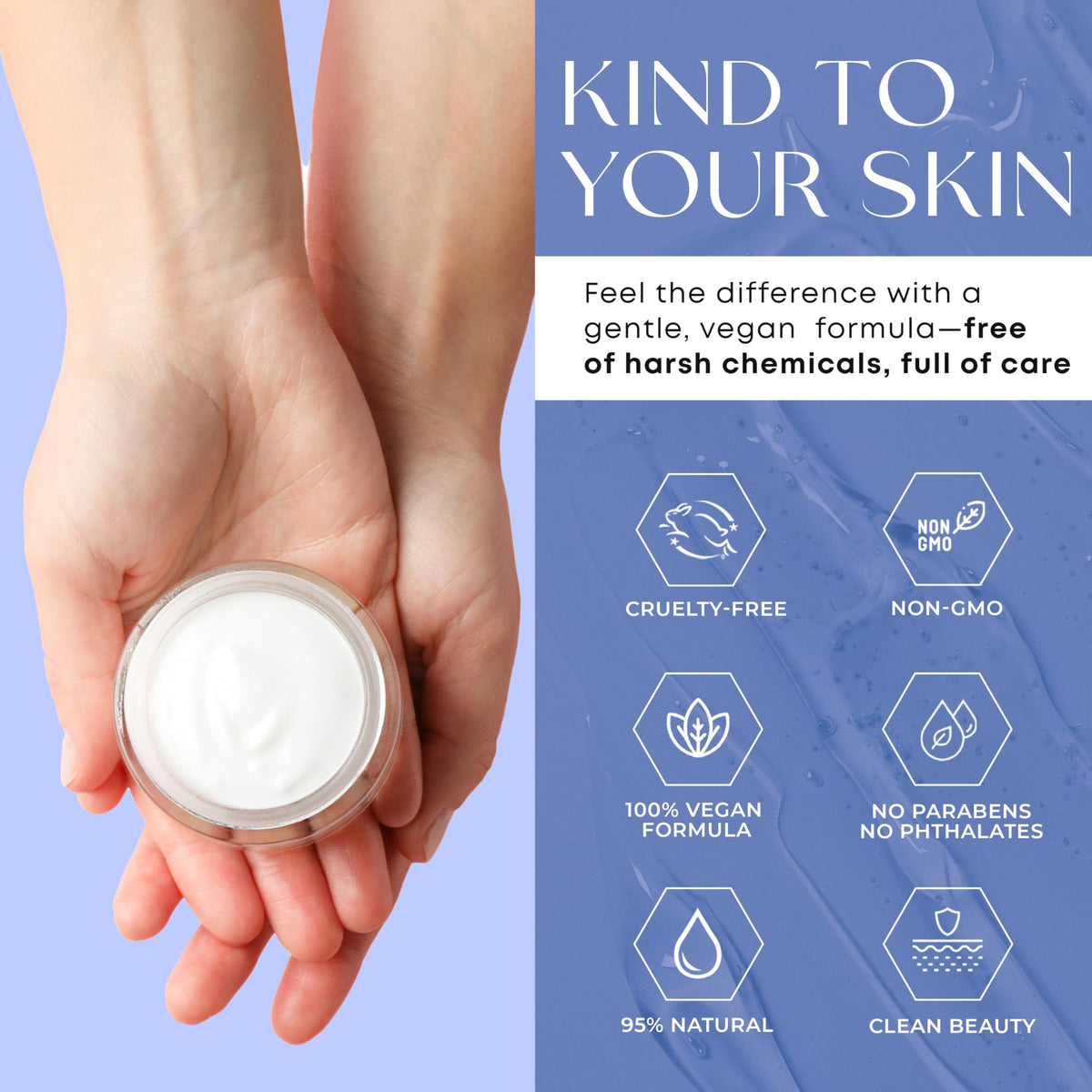 Skin 2.0 jar open revealing cream for visible quality and freshness