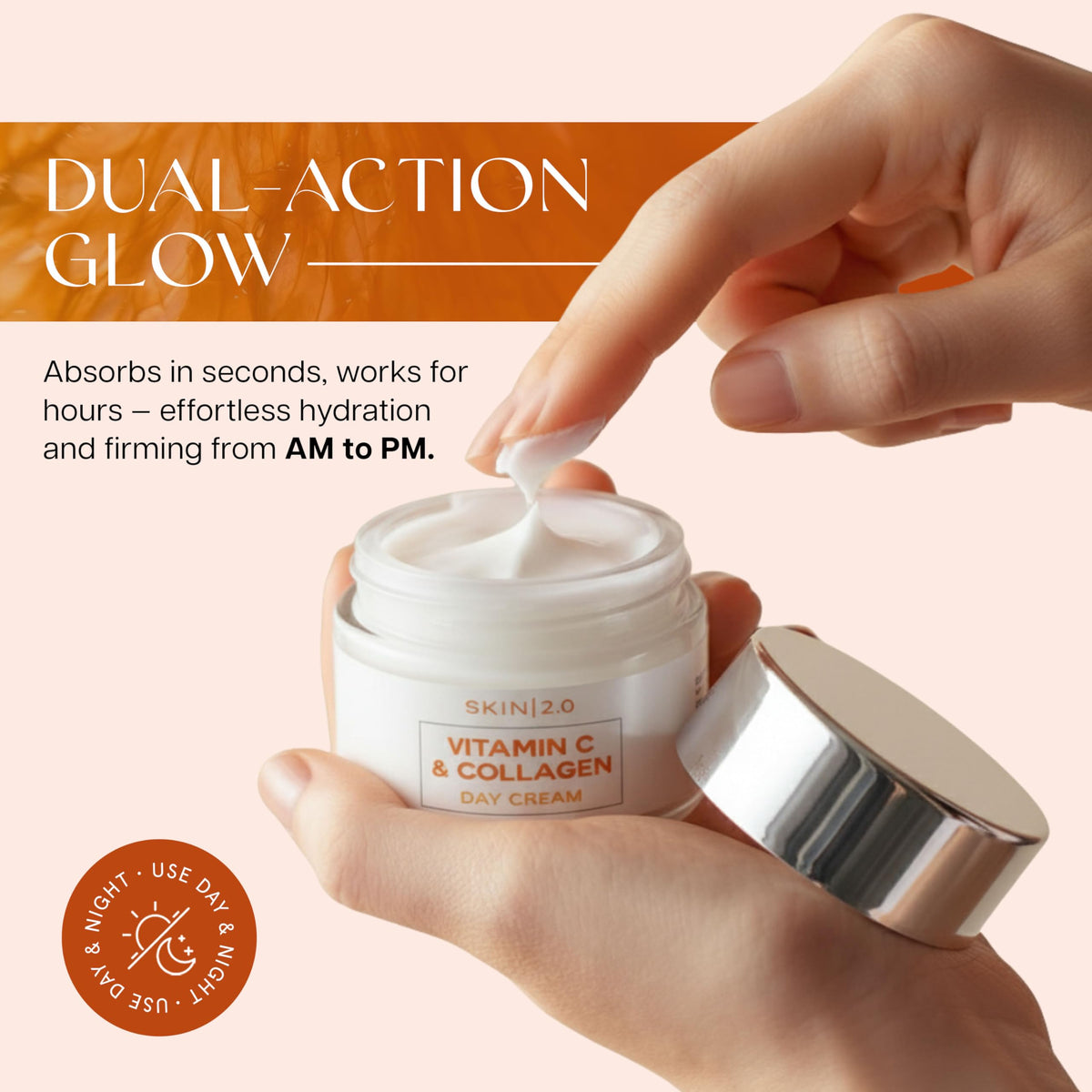 Skin 2.0 night cream jar open revealing rich restorative cream
