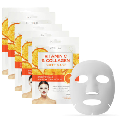 Skin 2.0 front packaging showing five masks and benefits